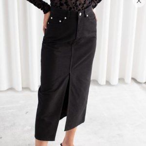 & Other Stories Front Split Denim Midi Skirt